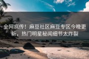 全网疯传！麻豆社区麻豆专区今晚更新，热门明星秘闻细节太炸裂