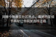 网曝今晚麻豆社区热点，震撼明星细节揭秘让你网友直呼过瘾