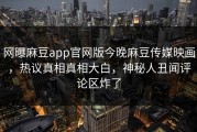 网曝麻豆app官网版今晚麻豆传媒映画，热议真相真相大白，神秘人丑闻评论区炸了
