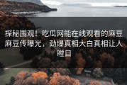 探秘围观！吃瓜网能在线观看的麻豆麻豆传曝光，劲爆真相大白真相让人瞠目