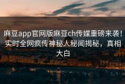 麻豆app官网版麻豆ch传媒重磅来袭！实时全网疯传神秘人秘闻揭秘，真相大白