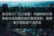 麻豆制片厂入口速看！热搜网麻豆参数能在线观看的麻豆重磅更新，震撼事件揭秘细节太炸裂