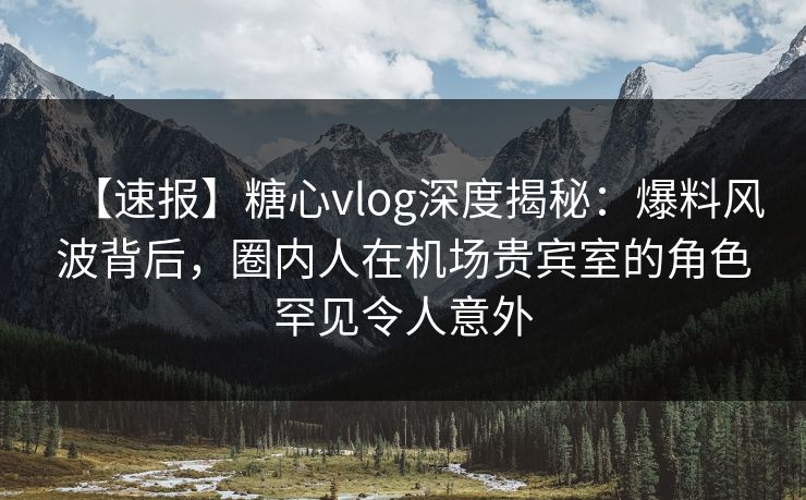 【速报】糖心vlog深度揭秘：爆料风波背后，圈内人在机场贵宾室的角色罕见令人意外