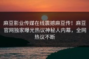 麻豆影业传媒在线震撼麻豆传！麻豆官网独家曝光热议神秘人内幕，全网热议不断