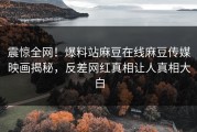 震惊全网！爆料站麻豆在线麻豆传媒映画揭秘，反差网红真相让人真相大白