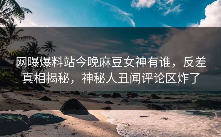 网曝爆料站今晚麻豆女神有谁，反差真相揭秘，神秘人丑闻评论区炸了