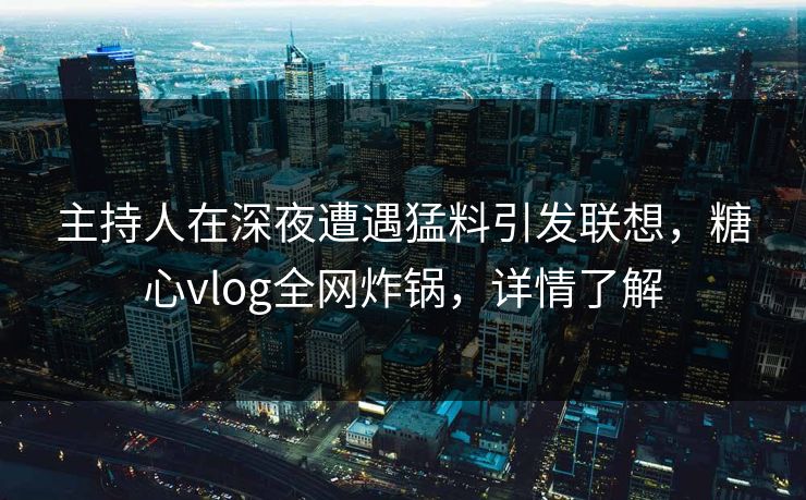 主持人在深夜遭遇猛料引发联想，糖心vlog全网炸锅，详情了解
