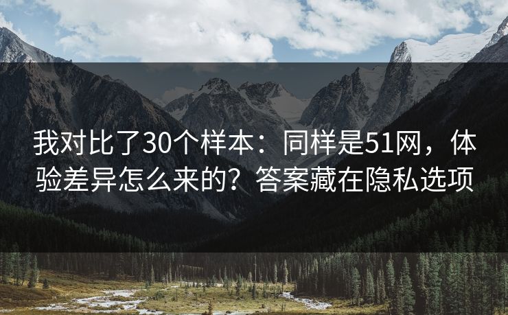 我对比了30个样本：同样是51网，体验差异怎么来的？答案藏在隐私选项